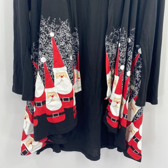 A Walk in the Park Santa Christmas cardigan size medium black Holiday open front - Picture 2 of 8